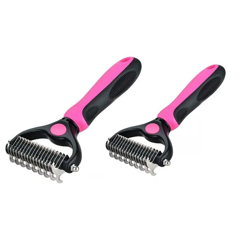 🐾Double-Sided Pet Grooming Brush – Hurtless Shedding & Dematting Undercoat Rake for Dogs and Cats