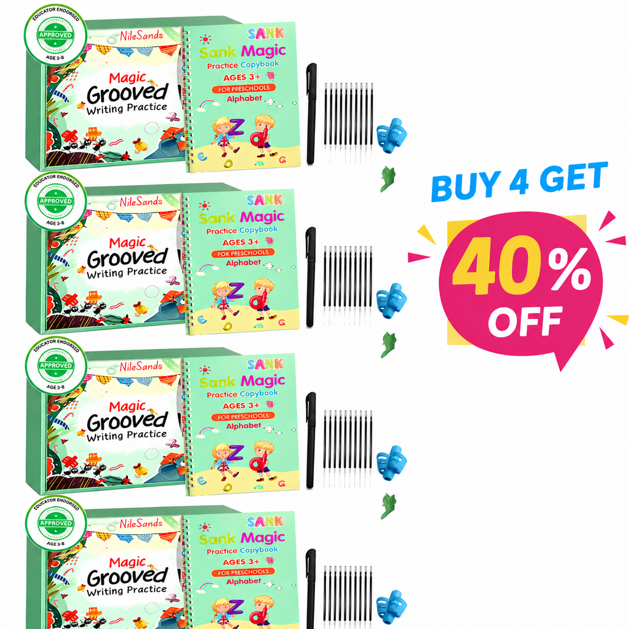 💥LAST DAY SALE 50%OFF💥📚MagicBook | Kids Practice Copybook Set (4Pcs/Set)