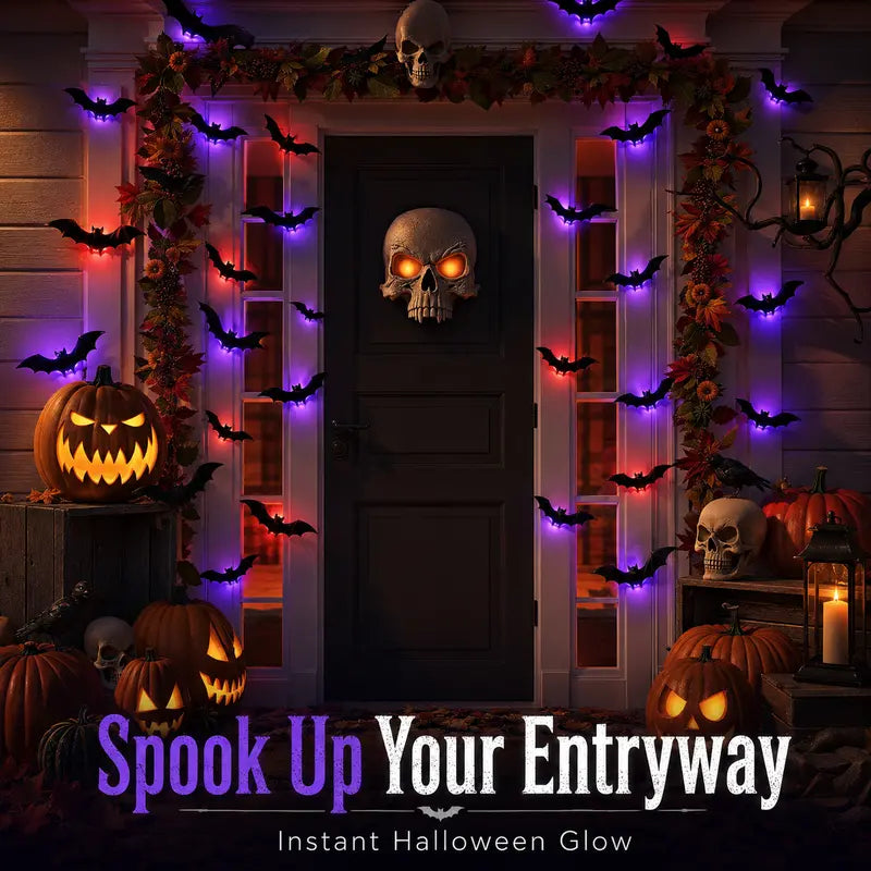 🦇 TURN YOUR WALL INTO A BAT SWARM 3D Wings + Flashing LED Lights — Instant Halloween Magic