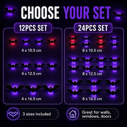🦇 TURN YOUR WALL INTO A BAT SWARM 3D Wings + Flashing LED Lights — Instant Halloween Magic