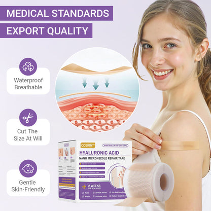 ✅Official Store |ODEIUN™ Hyaluronic Acid Nano Microneedle Repair Tape🏥(Treatment of old and new scars, reduction of surgical scars, stretch marks, keloids, acne, burns, warts, dermatomes and varicose veins)