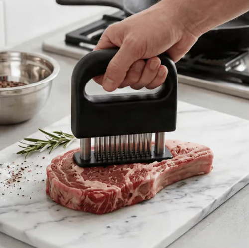 🥩 Professional Meat Tenderizer | Spring-loaded Design