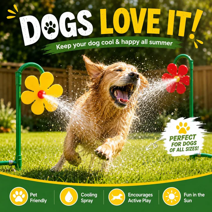 💥 LAST DAY 50% OFF 🐶💦 Dancing Daisy Sprinkler – Keep Your Dog Cool & Happy All Summer