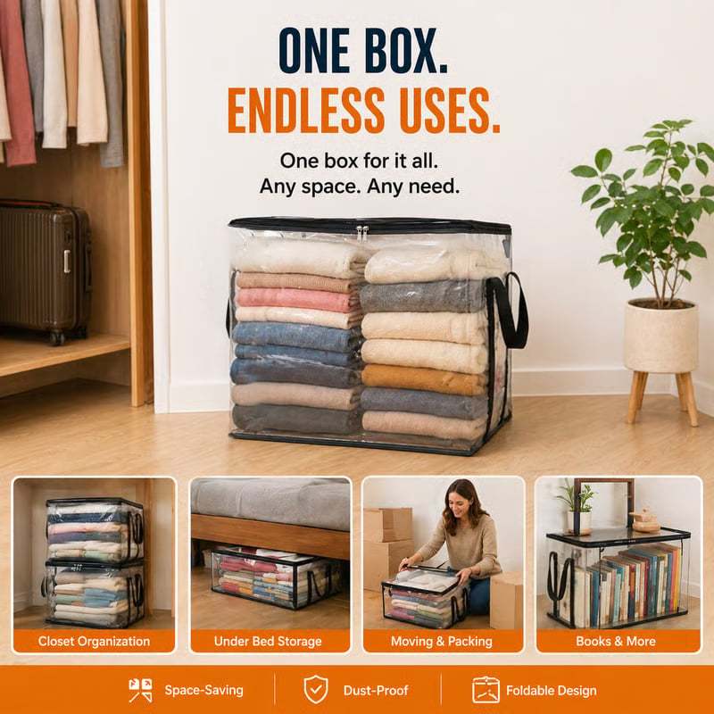 🔥Limited TimePromotion 49% OFF 📦Large Heavy-Duty Thick Plastic Clear Storage Bag for Clothes, Moving & Storage