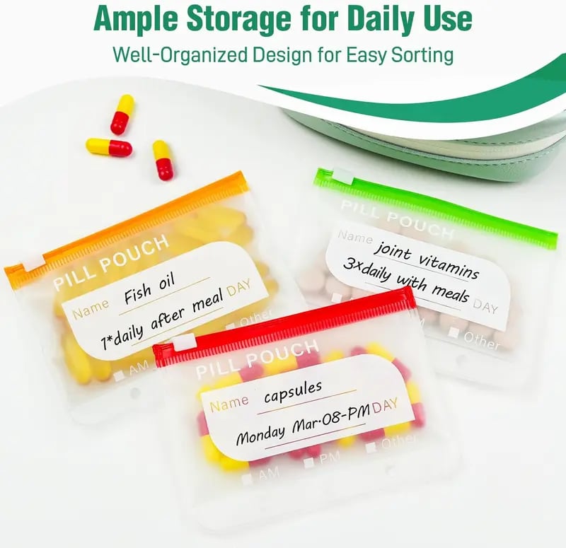 Last Day 50% OFF💊A8 Waterproof Pill Pouch Set – 7 to 14 Days of Meds & Vitamins💧Waterproof & Crush-Resistant Shell