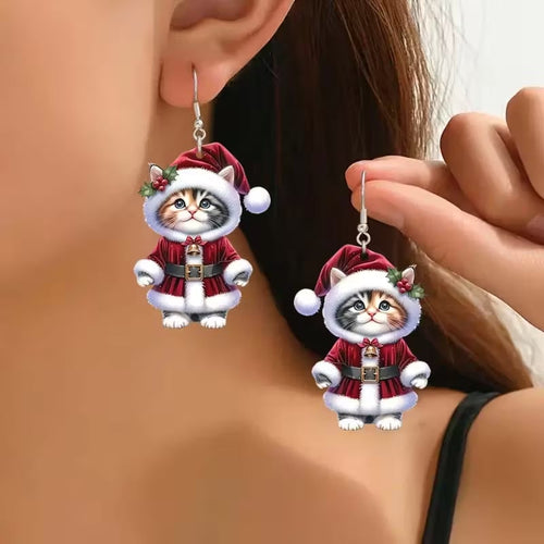 🐱Santa Cat Christmas Earrings