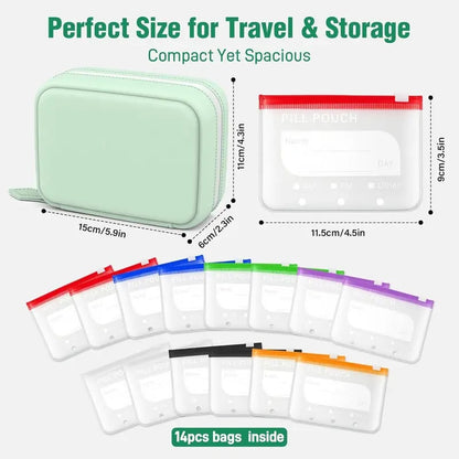 Last Day 50% OFF💊A8 Waterproof Pill Pouch Set – 7 to 14 Days of Meds & Vitamins💧Waterproof & Crush-Resistant Shell