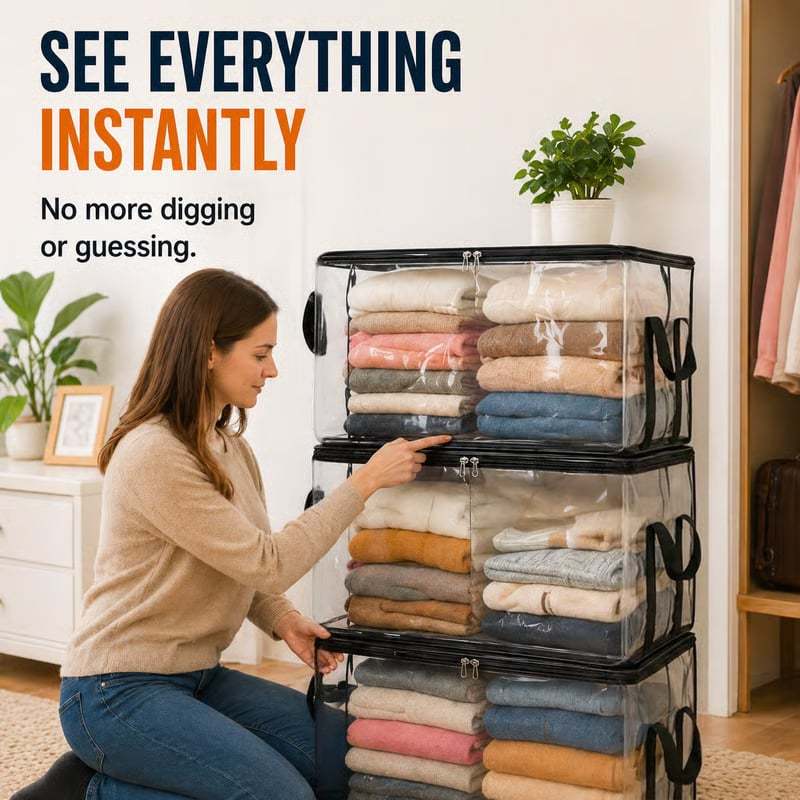 🔥Limited TimePromotion 49% OFF 📦Large Heavy-Duty Thick Plastic Clear Storage Bag for Clothes, Moving & Storage