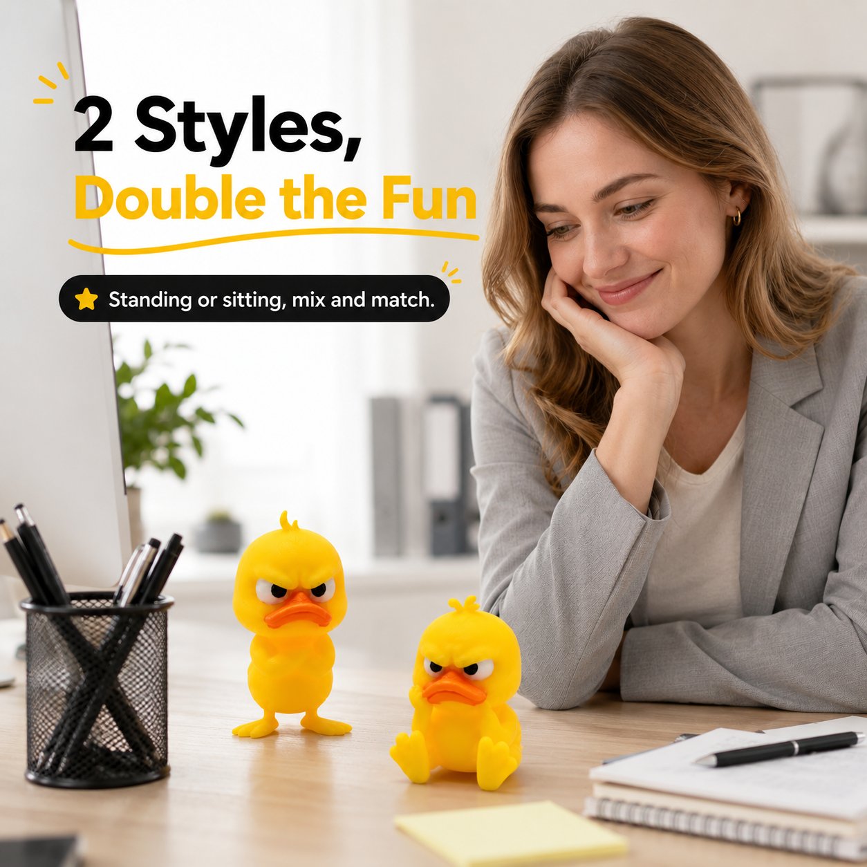 😤MY MOOD AT WORK EVERY DAY - 3D Printed Angry Duck Mini Desk Figurine
