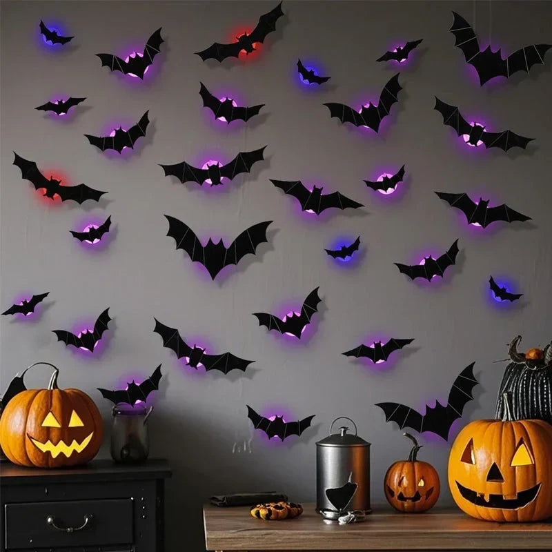 🦇 TURN YOUR WALL INTO A BAT SWARM 3D Wings + Flashing LED Lights — Instant Halloween Magic