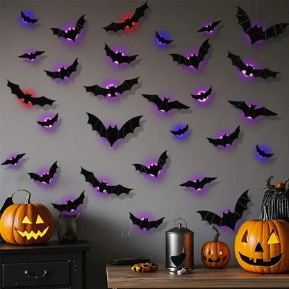 🦇 TURN YOUR WALL INTO A BAT SWARM 3D Wings + Flashing LED Lights — Instant Halloween Magic