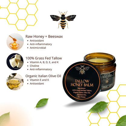 Organic Grass-Fed Beef Tallow Balm With Raw Honey