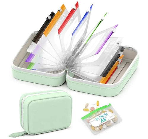Last Day 50% OFF💊A8 Waterproof Pill Pouch Set – 7 to 14 Days of Meds & Vitamins💧Waterproof & Crush-Resistant Shell