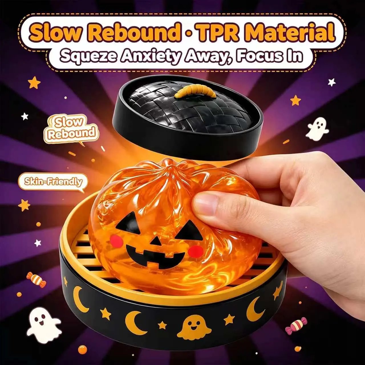 ⚡Hot Sales 49% OFF🔥Cute Halloween Scary Ghost Maruko Squeeze Toy Set | Portable Stress Relief Toys, Halloween Party Fillers & Holiday Gifts