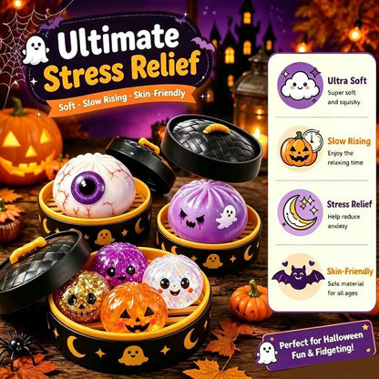 ⚡Hot Sales 49% OFF🔥Cute Halloween Scary Ghost Maruko Squeeze Toy Set | Portable Stress Relief Toys, Halloween Party Fillers & Holiday Gifts