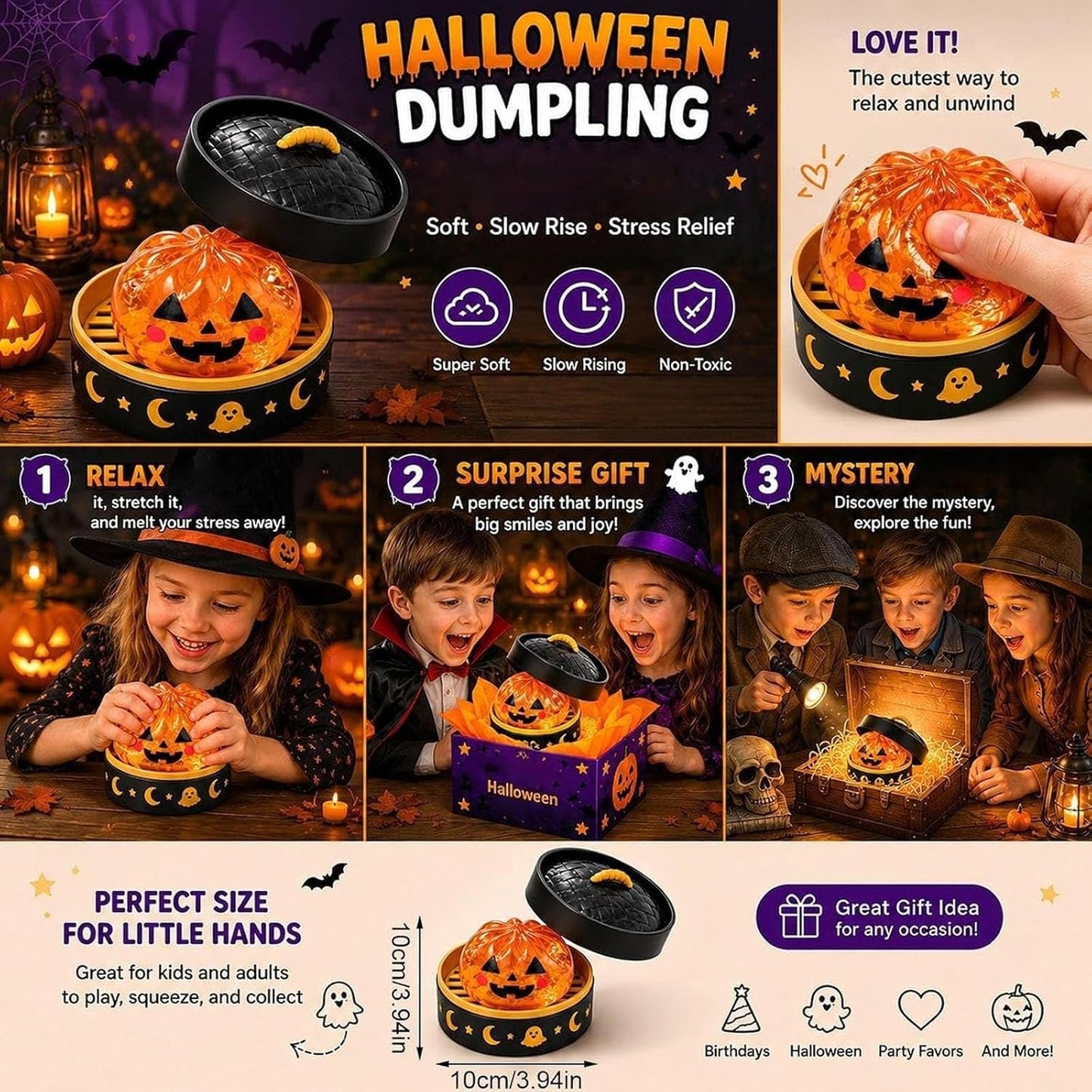 ⚡Hot Sales 49% OFF🔥Cute Halloween Scary Ghost Maruko Squeeze Toy Set | Portable Stress Relief Toys, Halloween Party Fillers & Holiday Gifts