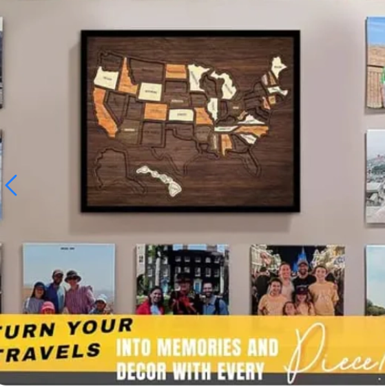🔥Last Day 49% OFF -🇺🇸 Wooden USA Travel Map Puzzle🧩A Stylish Way to Track Your Journey