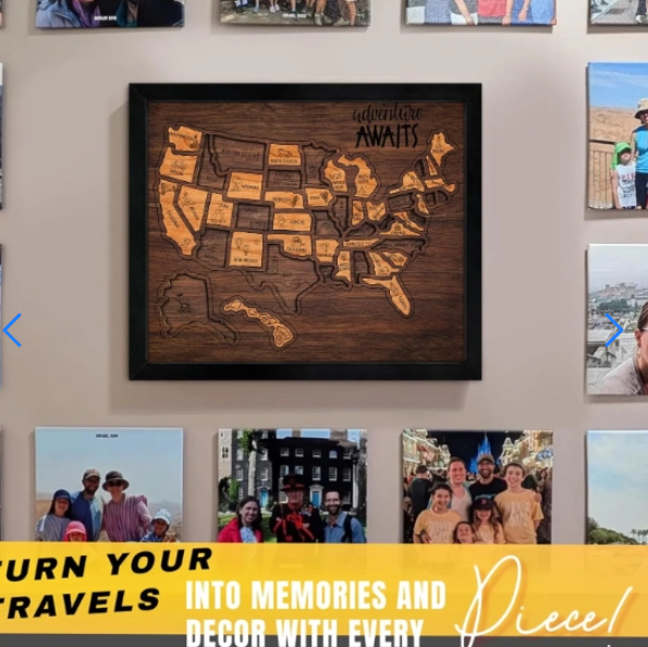 🔥Last Day 49% OFF -🇺🇸 Wooden USA Travel Map Puzzle🧩A Stylish Way to Track Your Journey