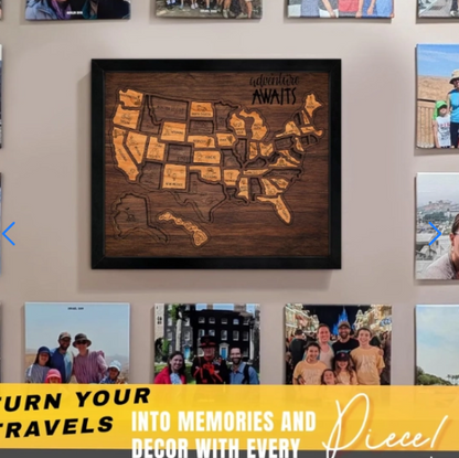 🔥Last Day 49% OFF -🇺🇸 Wooden USA Travel Map Puzzle🧩A Stylish Way to Track Your Journey